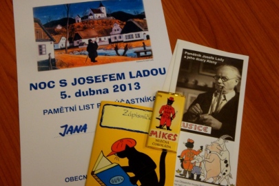 Paměťní list z Noci s Josefem Ladou